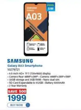 Incredible Connection SAMSUNG Galaxy A03 Smartphone offer