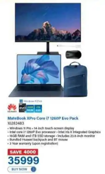 Incredible Connection MateBook XPro Core i7 1260P Evo Pack 10283483 offer