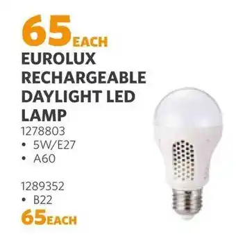 EUROLUX RECHARGEABLE DAYLIGHT LED LAMP 1278803