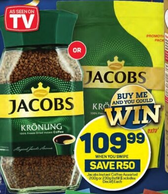 Pick n Pay Jacobs Instant Coffee Assorted 200g or 230g Refill (Excludes Decaf) Each offer