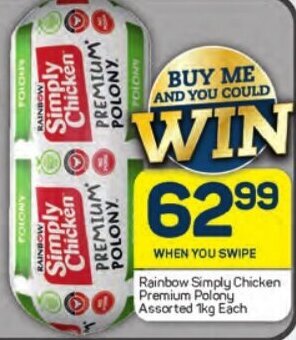 Pick n Pay Rainbow Simply Chicken Premium Polony Assorted 1kg Each offer