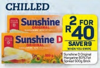 Pick n Pay Sunshine D Original Margarine 80% Fat Spread 500g Brick offer