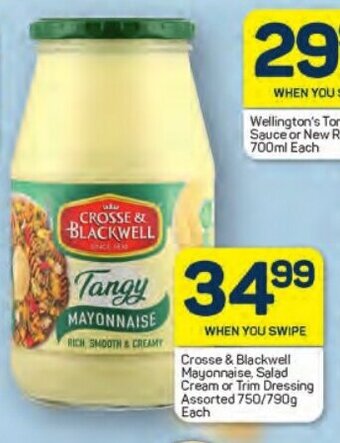 Crosse & Blackwell Mayonnaise, Salad Cream or Trim Dressing Assorted 750/790g Each