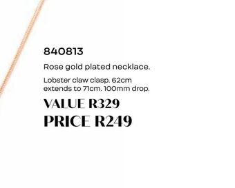 Honey Fashion Accessories Rose gold plated necklace offer