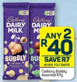 Pick n Pay Cadbury Bubbly Assorted 87g offer