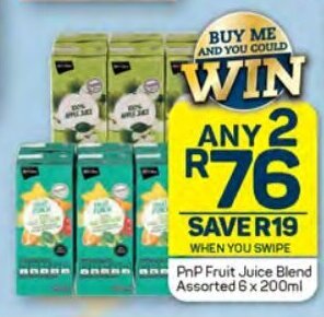 Pick n Pay PnP Fruit Juice Blend Assorted 6x 200ml offer