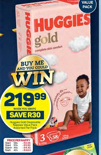 Pick n Pay Huggies Gold Disposable Nappies Value Pack Assorted Per Pack offer