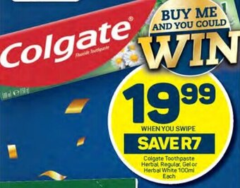Pick n Pay Colgate Toothpaste Herbal, Regular, Gel or Herbal White 100ml Each offer