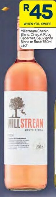 Pick n Pay Millstream Chenin Blanc, Cinsuat Ruby Cabernet, Sauvignon Blanc or Rosé 750ml Each offer
