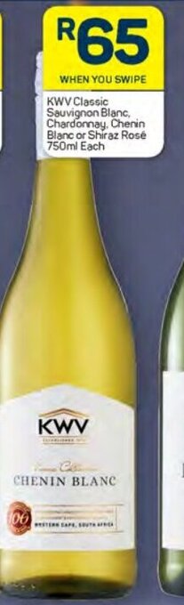 Pick n Pay KWV Classic Sauvignon Blanc, Chardonnay, Chenin Blanc or Shiraz Rosé 750ml Each offer