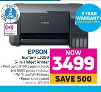 Game Epson ecotank l3250 3 in 1 inkjet printer offer