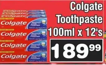 Advance Cash n Carry Colgate Toothpaste 100ml x 12's offer