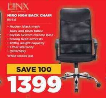 HiFi Corp LINX Miro High Back Chair offer