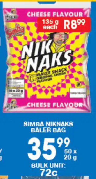Giant Hyper Simba Niknaks Baler Bag 50x20g offer