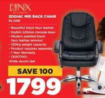 HiFi Corp LINX Zodiac Mid Back Chair offer