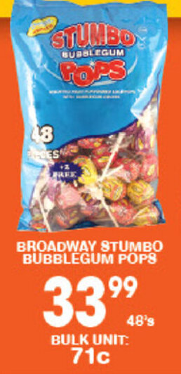 Broadway Stumbo Bubblegum Pops 48's