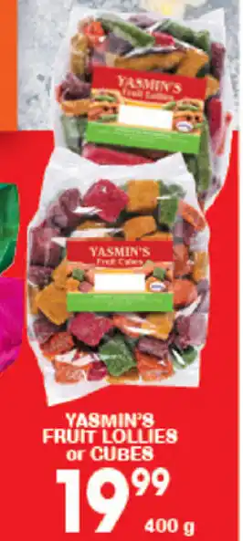 Giant Hyper Yasmin's Fruit Lollies or Cubes 400g offer