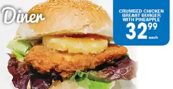 Crumbed Chicken Breast Burger with Pineapple