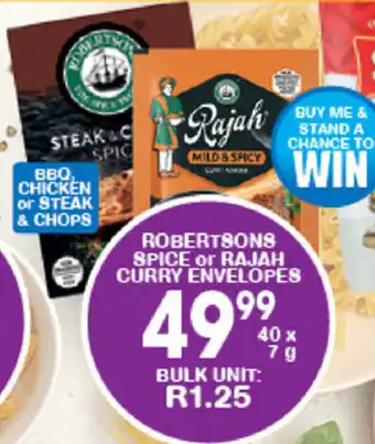 Giant Hyper Robertsons Spice or Rajah Curry Envelopes 40x7g offer