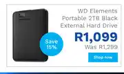 WD Elements Portable 2TB Black External Hard Drive