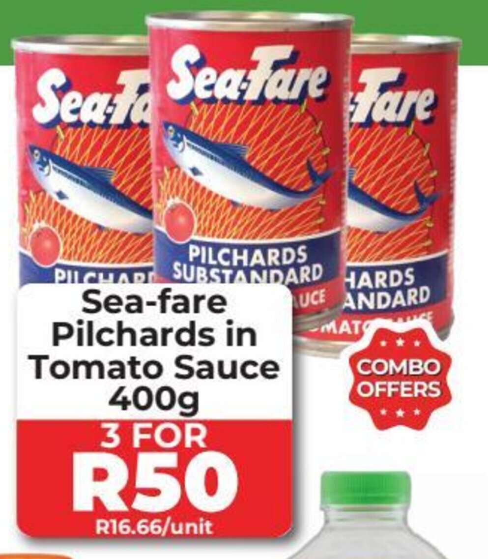 Seafare Pilchards in Tomato Sauce 400g offer at 1UP