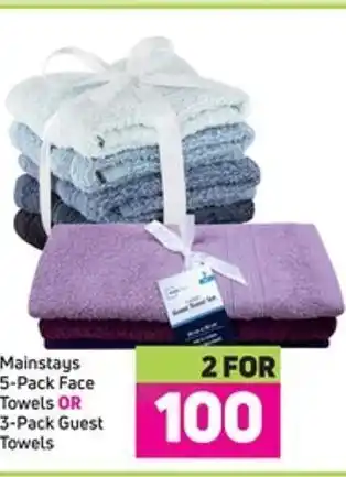 Game Mainstays 5-pack face towels or 3- pack guest towels offer