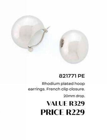Honey Fashion Accessories Rhodium plated hoop earrings offer