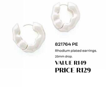 Honey Fashion Accessories Rhodium plated earrings 25mm drop offer