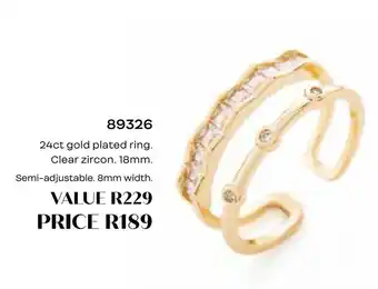 Honey Fashion Accessories 24ct gold plated ring clear zircon 18mm offer