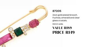 24ct gold plated brooch fuchsia