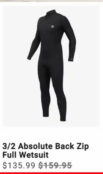 3/2 absolute back zip full wetsuit