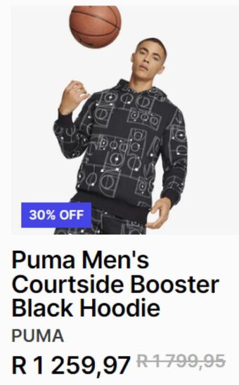 Puma men's courtside booster black hoodie