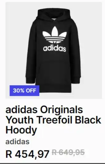 Sportscene Adidas originals yought treefoil black hoody offer