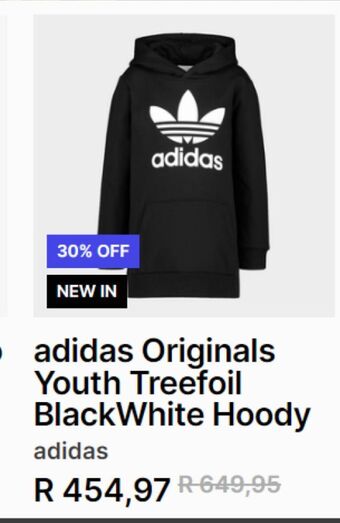 Adidas originals youth treefoil black white hoody