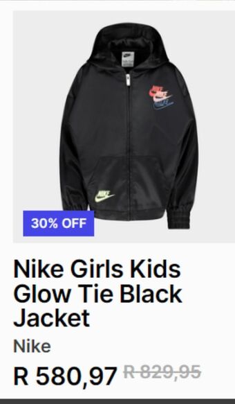Nike girls kids glow tie black jacket