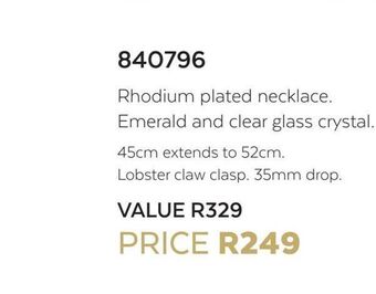 Honey Fashion Accessories Rhodium plated necklace. offer