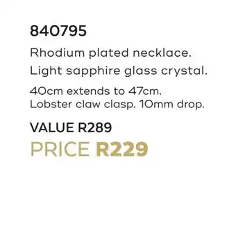 Honey Fashion Accessories Rhodium plated necklace offer