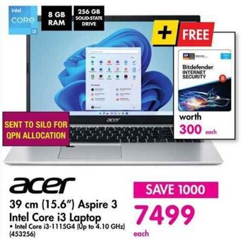 Makro acer 39cm (15.6") Aspire 3 Intel Core i3 Laptop offer