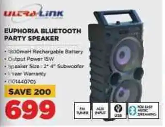 HiFi Corp Ultra-Link Euphoria Bluetooth Party Speaker offer