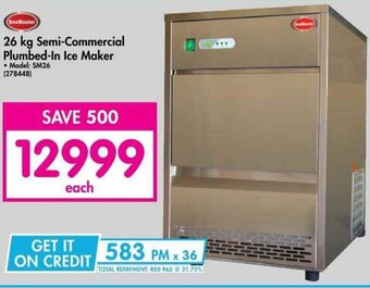 Makro SnoMaster 26 kg Semi-Commercial Plumbed-In Ice Maker offer
