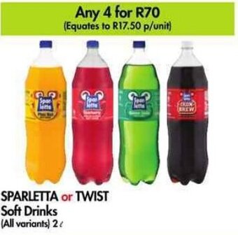 Makro SPARLETTA or TWIST Soft Drinks (All variants) 2l offer