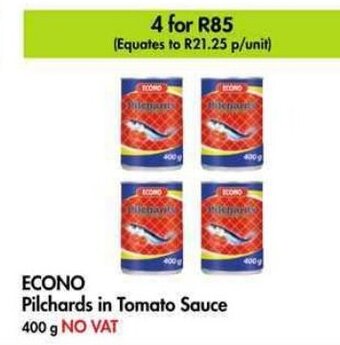 Makro ECONO Pilchards in Tomato Sauce 400 g NO VAT offer