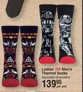 Dis-Chem Ladies or men's thermal socks assorted characters-per pair offer