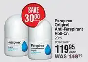 Dis-Chem Perspirex original anti perspirant roll on-20ml each offer