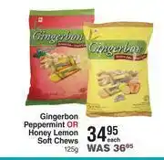 Dis-Chem Gingerbon peppermint or honey lemon soft chews-125g each offer