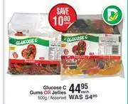 Dis-Chem Glucose c gums or jellies assorted-500g each offer