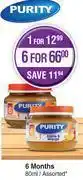 Dis-Chem Purity 6 months baby food assorted-for 1 x 80ml offer