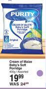 Dis-Chem Purity cream of maize baby's soft porridge assorted-400g offer