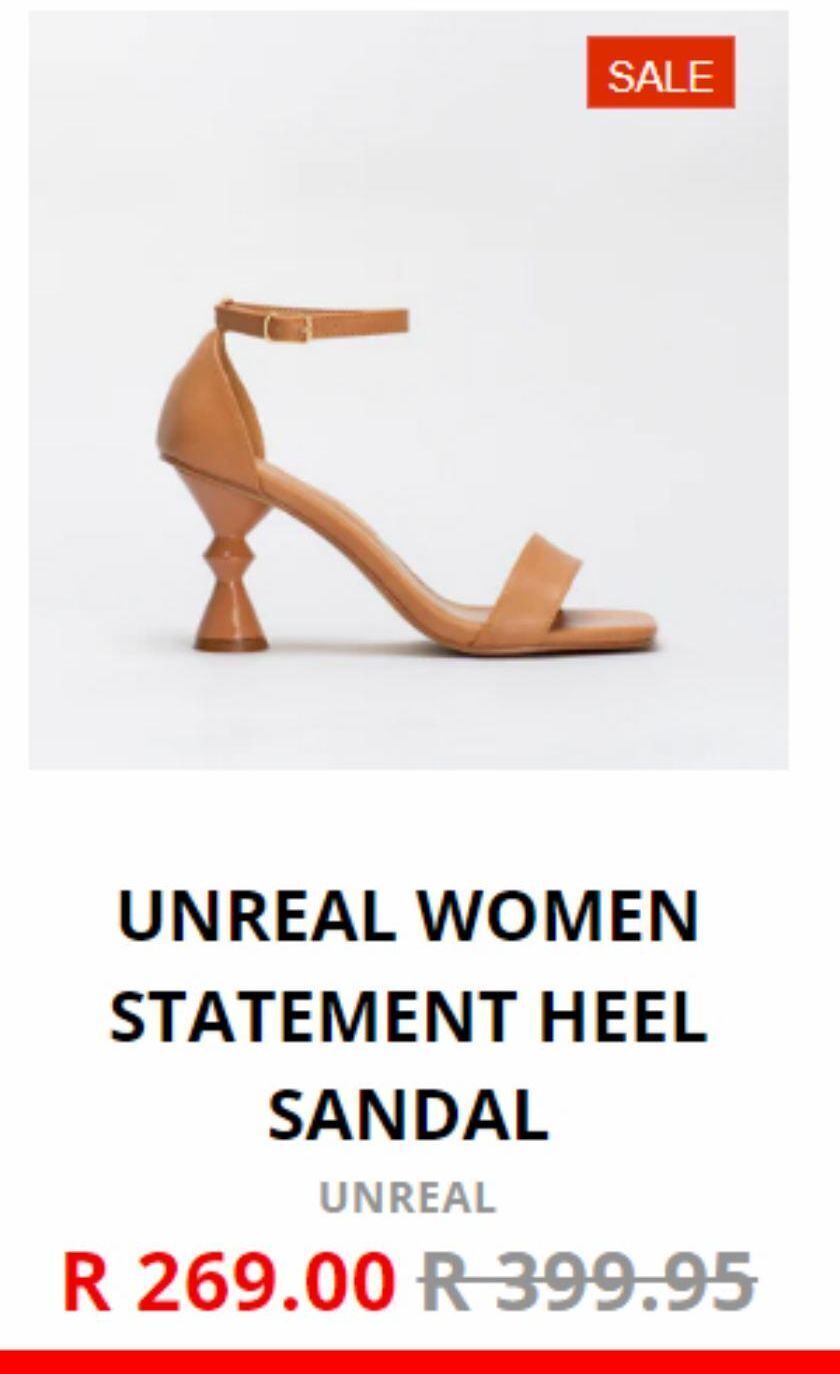 Unreal women statement heel sandal offer at Shoe City