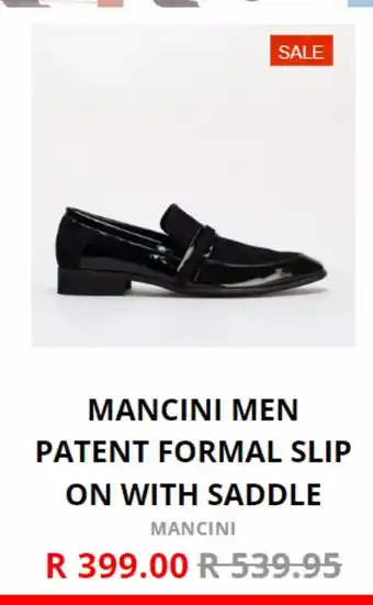 Mancini men patent formal slip on with saddle